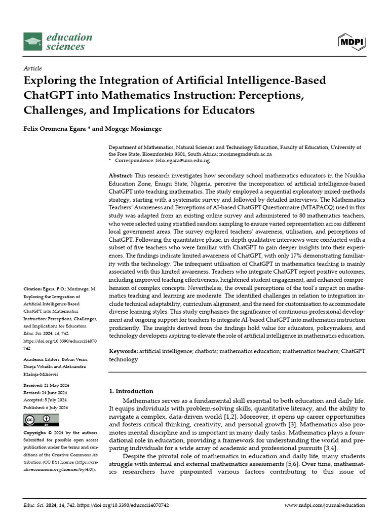 AI in Math Teaching: Educator Insights | PDF | Motivation | Motivational