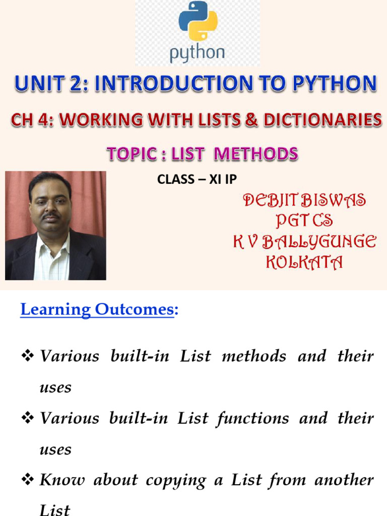 Python List Methods and Functions Guide | PDF | Python (Programming ...