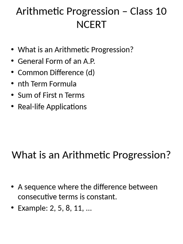 Understanding Arithmetic Progression Basics | PDF