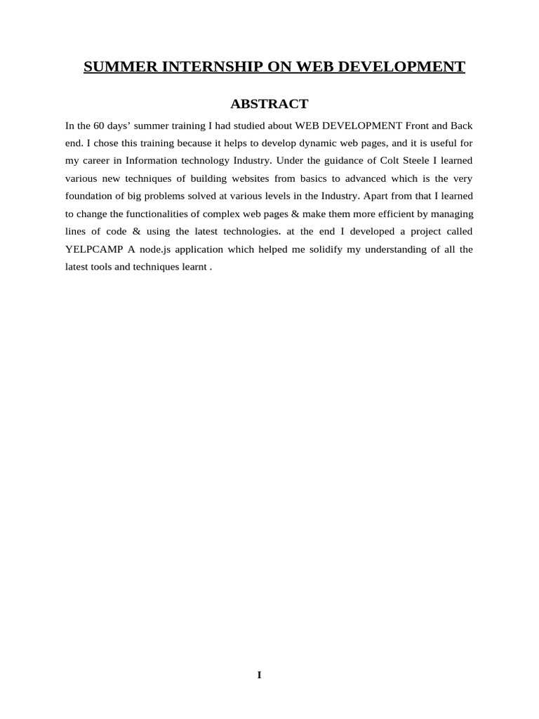 Javascript Internship Report | PDF | Java Script | Computer Engineering