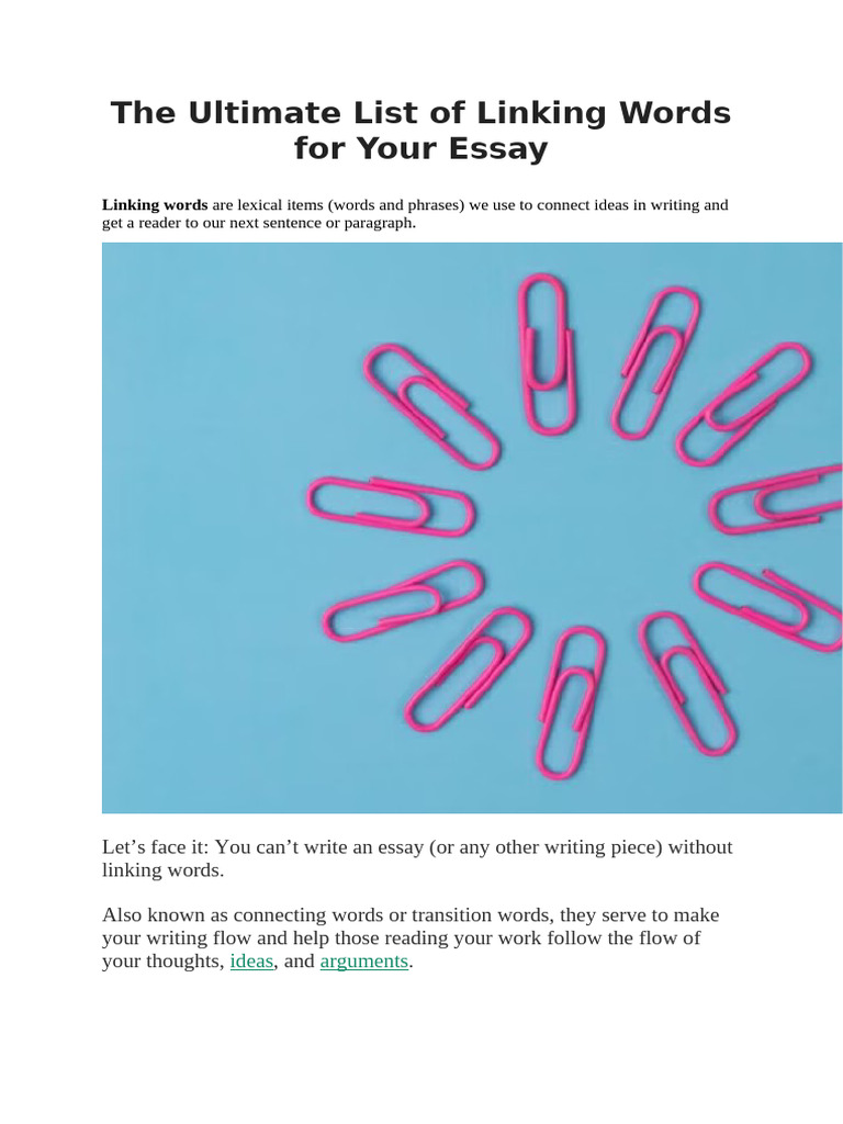 Essential Linking Words for Essays | PDF | Essays | Word