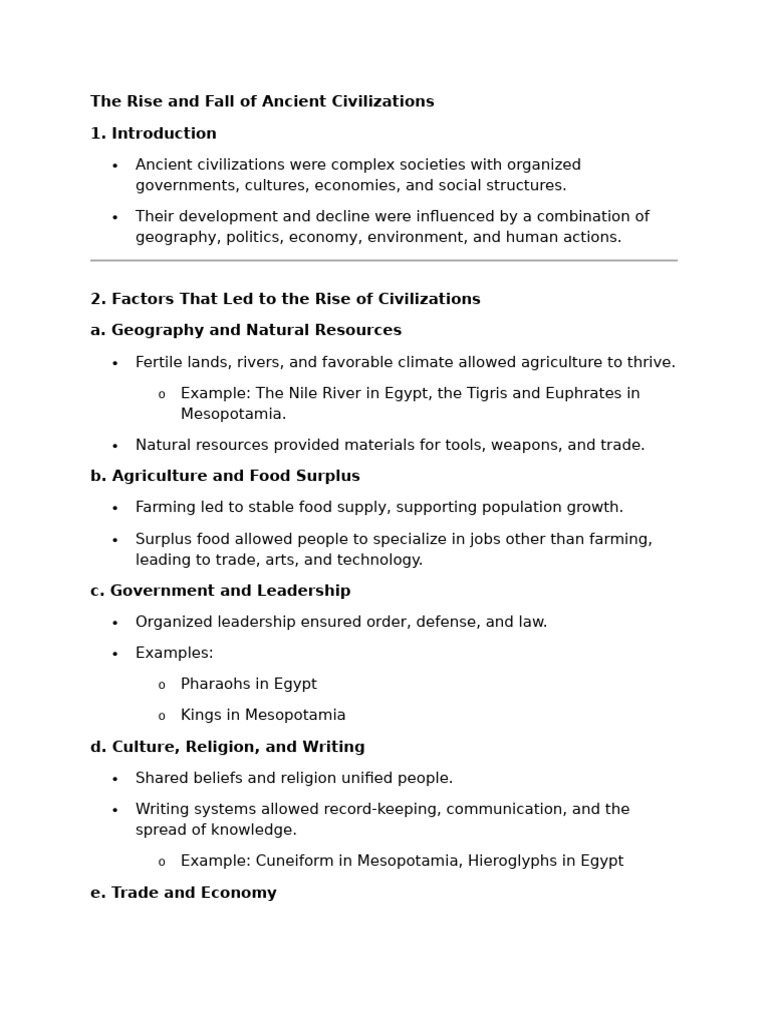 Ancient Civilizations: Rise and Fall Factors | PDF | Civilization ...
