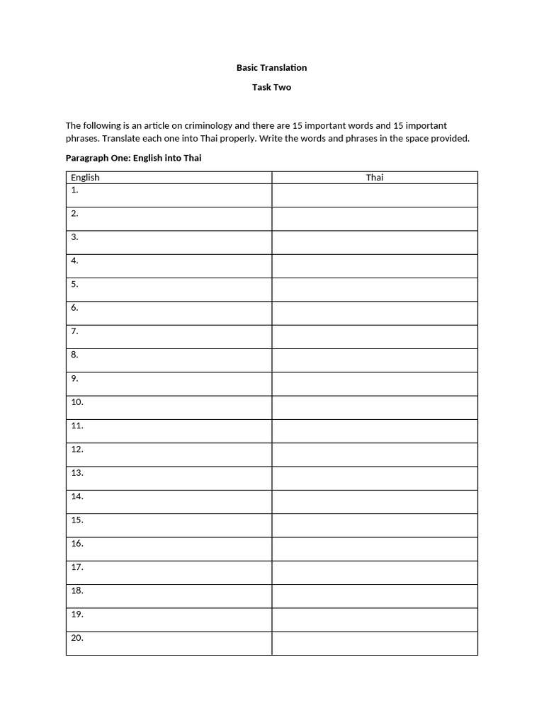 Basic Translation 437 Task Two | PDF
