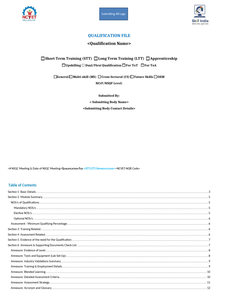 Template For STT Qualifications NCVET | PDF | Vocational Education ...