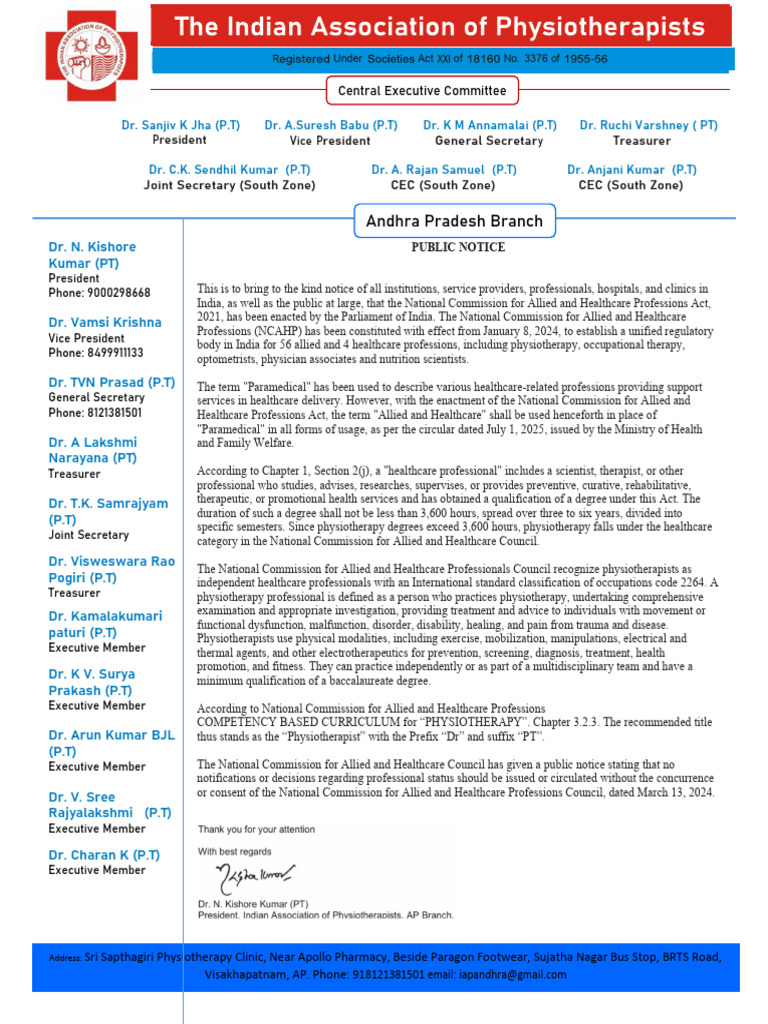 Public Notice (AP) | PDF | Physical Therapy | Health Care