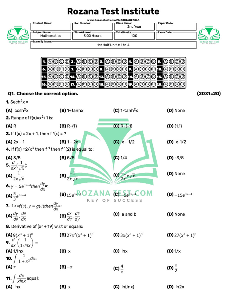 Mathematics Exam Questions and Answers | PDF | Euclidean Vector | Ellipse