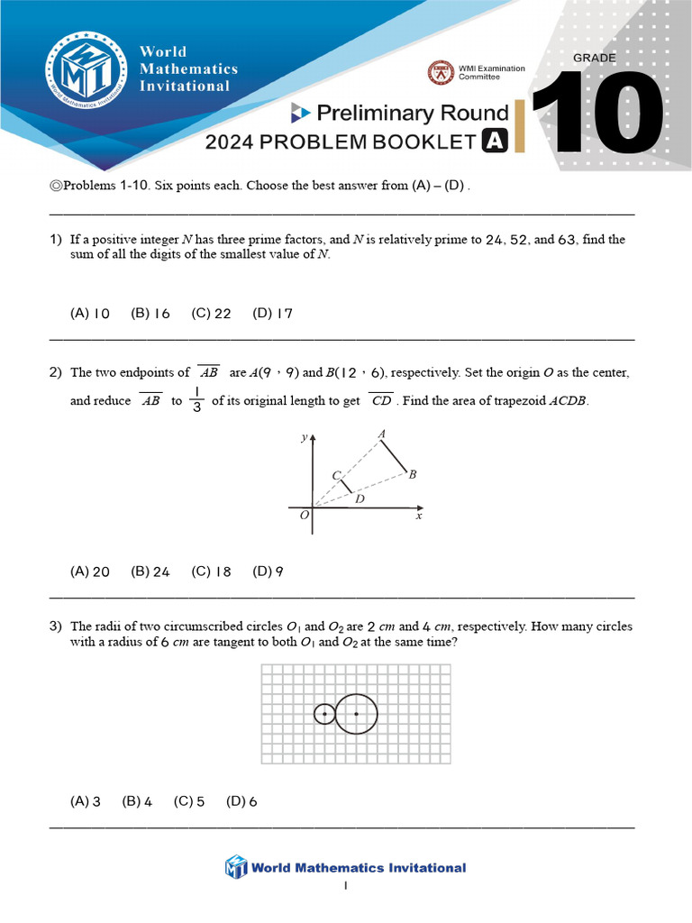 Math Problem Set with Solutions | PDF | Area | Geometry