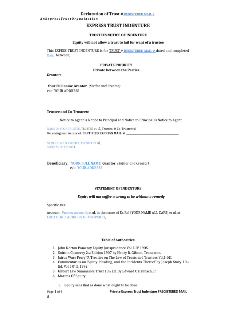Express Indenture Trust | PDF | Trustee | Equity (Law)