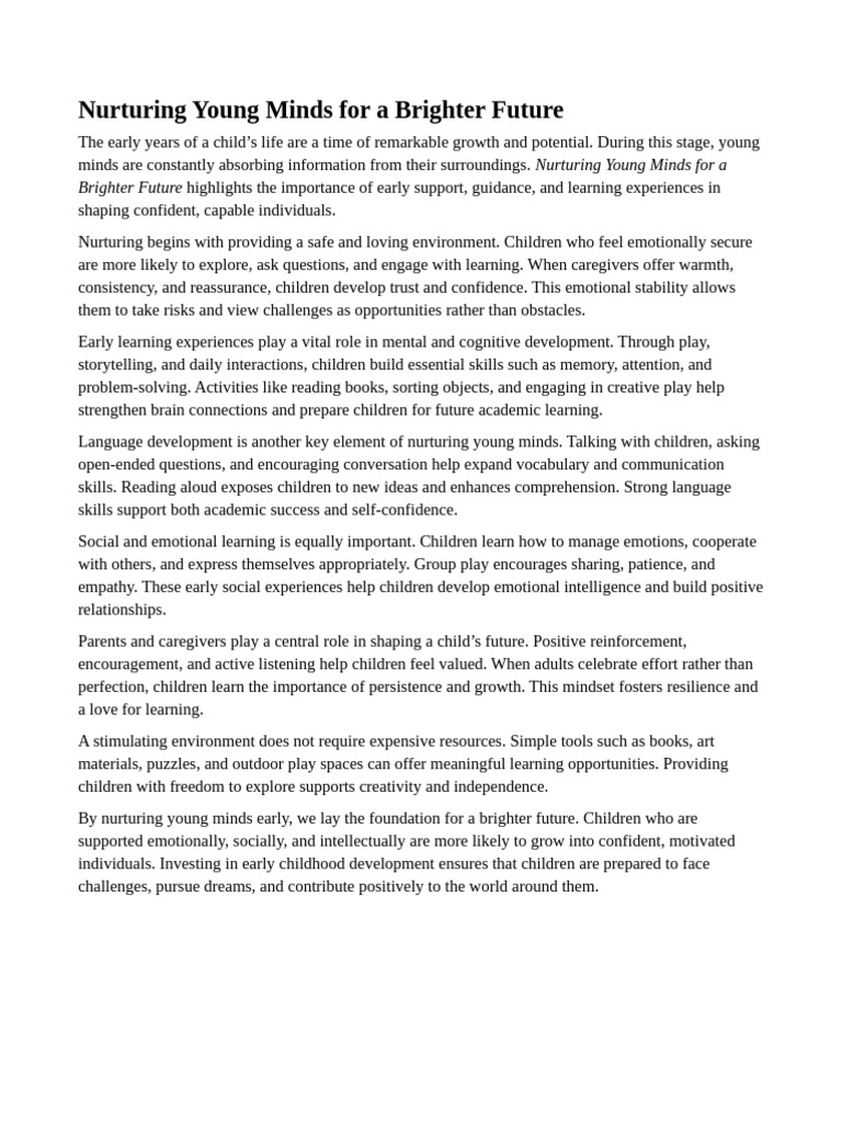 Nurturing Young Minds for Growth | PDF | Learning | Mind