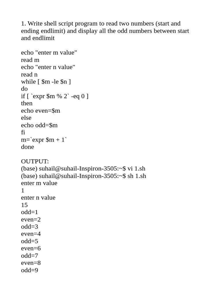 Shell Scripts for Basic Programming Tasks | PDF | System Software ...