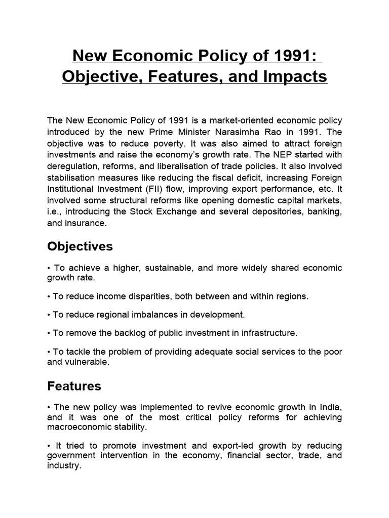 1991 New Economic Policy Overview | PDF | Fiscal Policy | Economic Policy