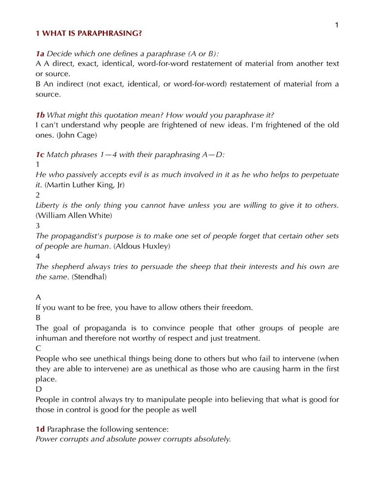 Understanding Paraphrasing Techniques | PDF | Propaganda | Phrase