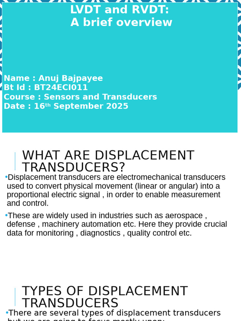 Overview of LVDT and RVDT Transducers | PDF | Inductor | Electrical ...
