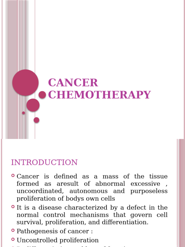 Cancer Chemotherapy Overview and Strategies | PDF | Chemotherapy | Cancer