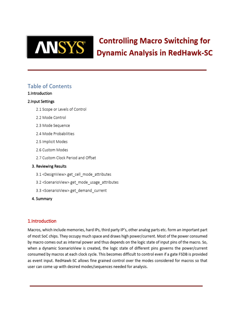 Macro Control for RedHawk-SC Analysis | PDF | Scope (Computer Science ...