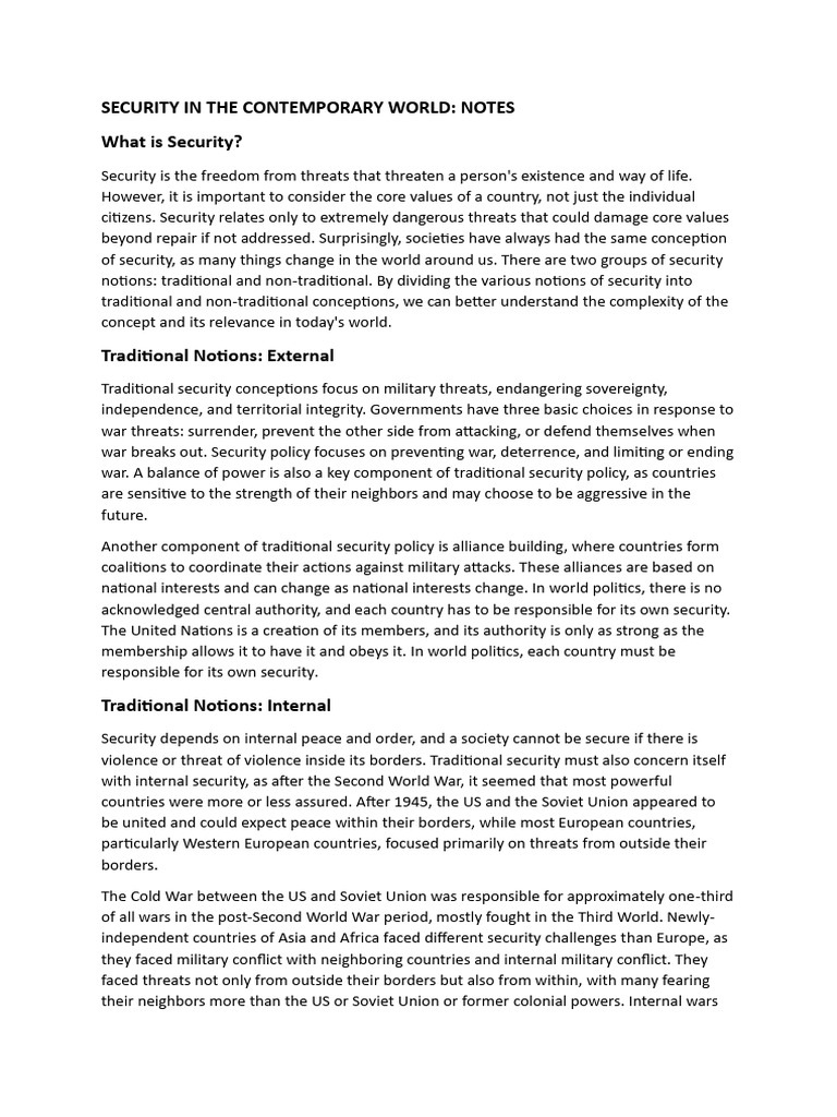 Understanding Security: Traditional vs. Non-Traditional | PDF | Arms ...