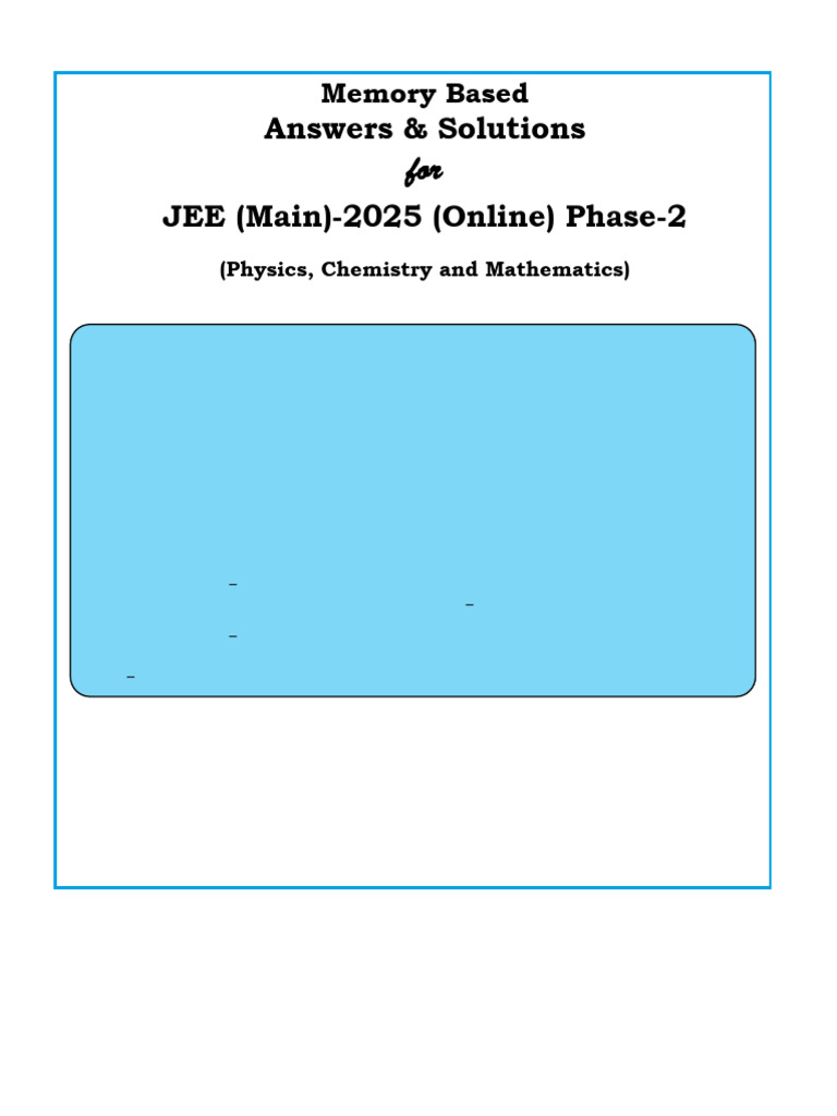 Jee Main April 2025 Paper and Sol 07.04.2025 S2 | PDF | Force ...