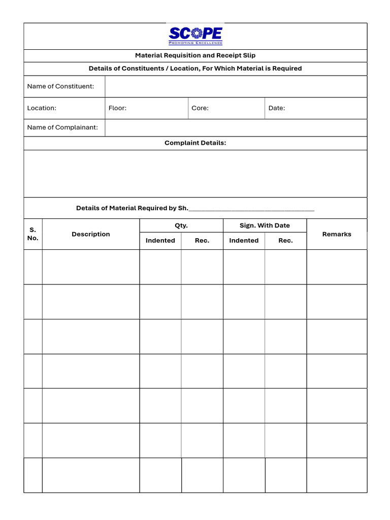 Material Slip | PDF