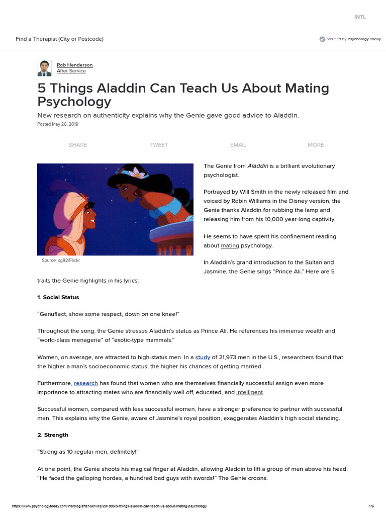 Aladdin's Lessons on Mating Psychology | PDF | Psychology | Behavioural ...