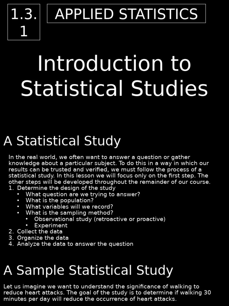Introduction to Statistical Studies | PDF