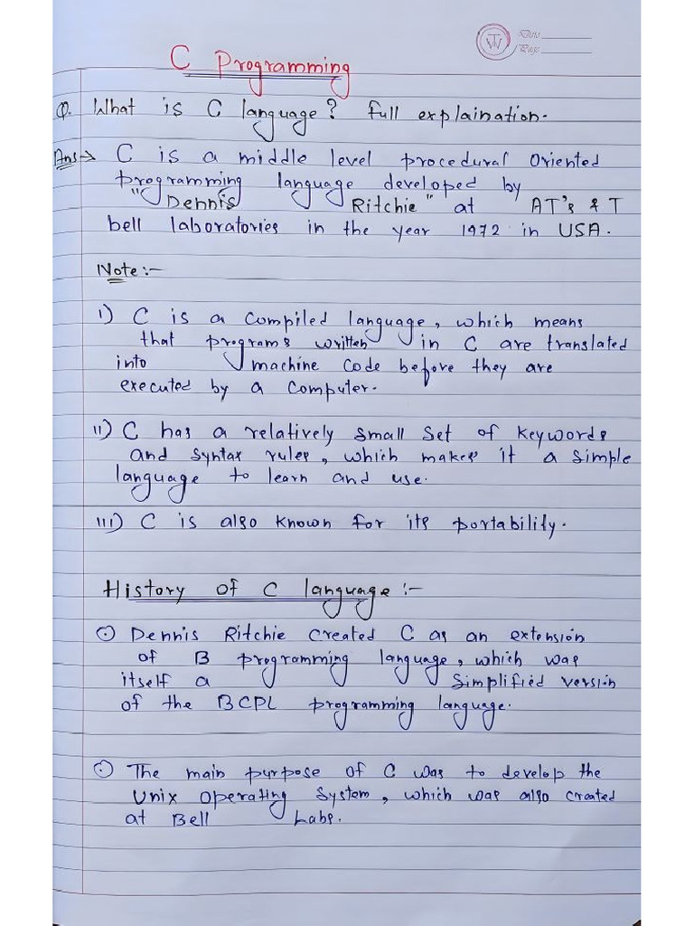 C Hand Written Notes PDF | PDF