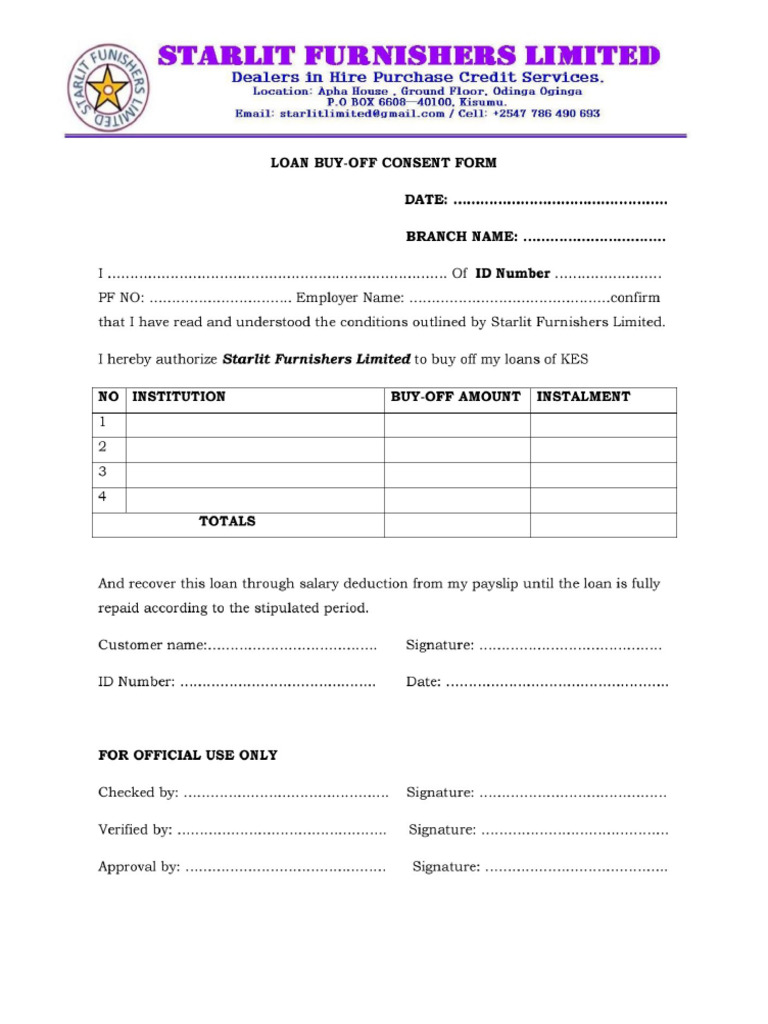 Buy Off Consent Form | PDF