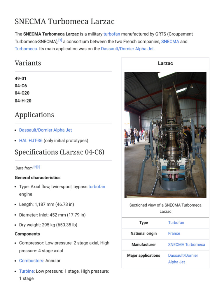 SNECMA Turbomeca Larzac Overview | PDF | Jet Engine | Rotating Machines