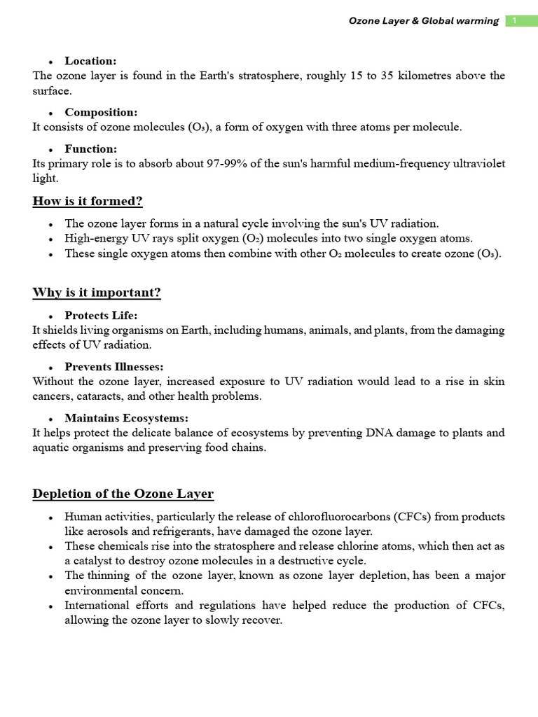 Ozone Layer Depletion and Global Warming | PDF | Ozone Depletion ...