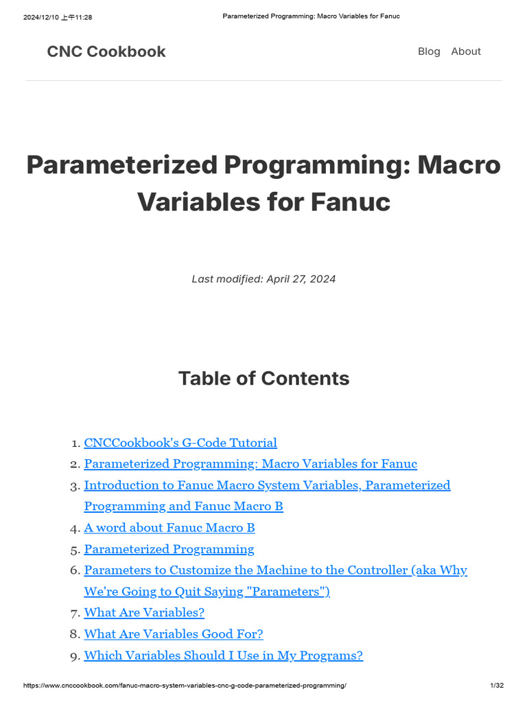 Fanuc Macro Variables Guide | PDF | Trigonometric Functions | Macro ...