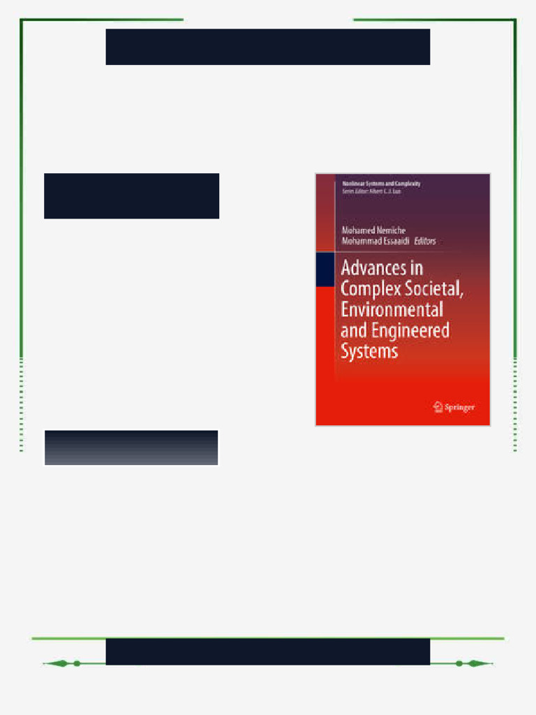 Advances in Complex Societal Environmental and Engineered Systems 1st ...