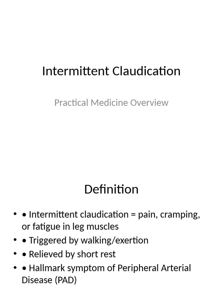 Intermittent Claudication Presentation | PDF | Vein | Physiology