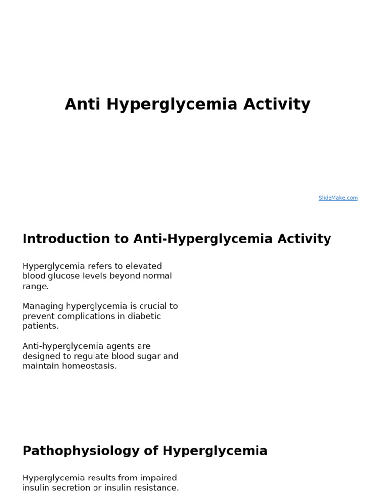 Anti Hyperglycemia Activity | PDF | Hyperglycemia | Diabetes