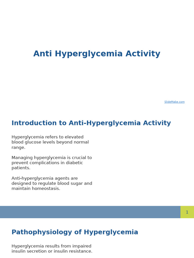 Anti Hyperglycemia Activity | PDF | Hyperglycemia | Diabetes