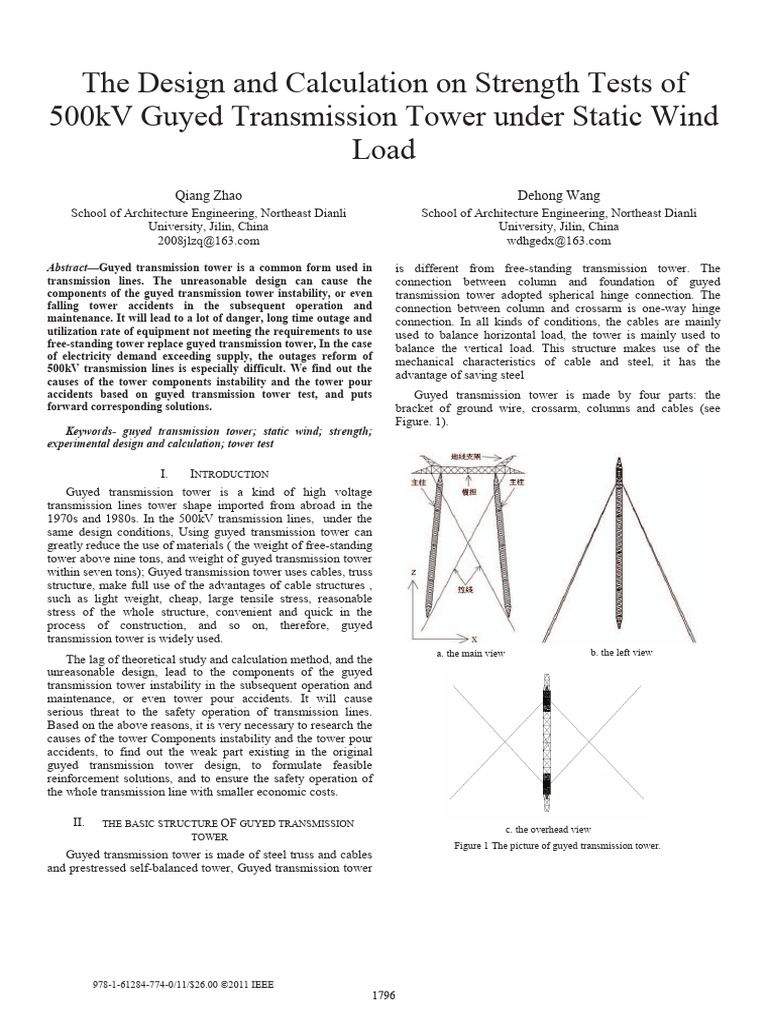 Strength Testing of 500kV Guyed Towers | PDF | Electric Power ...