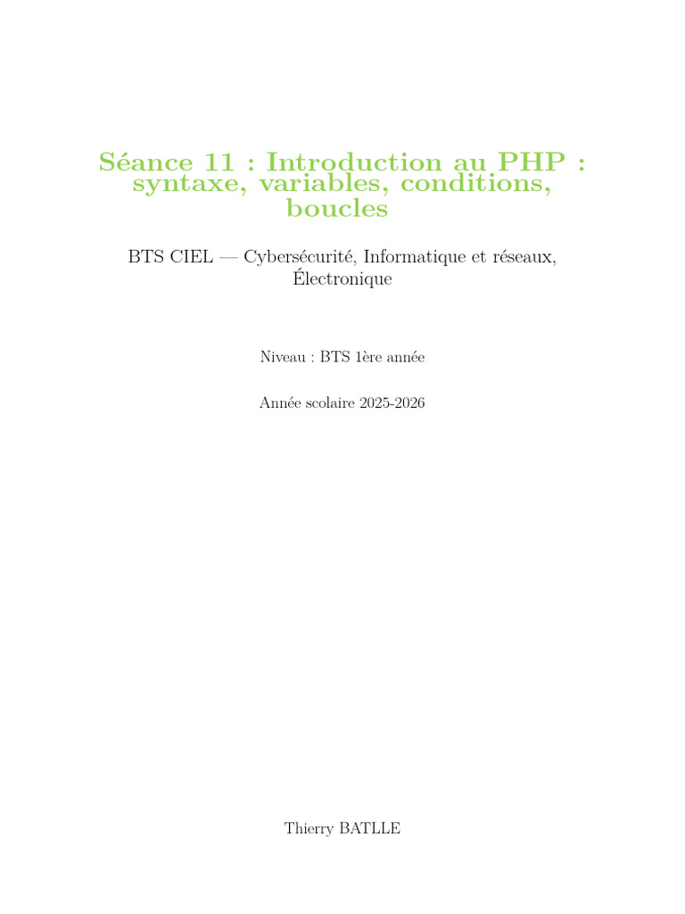 Introduction au PHP : Syntaxe et Boucles | PDF | PHP | Programmation web