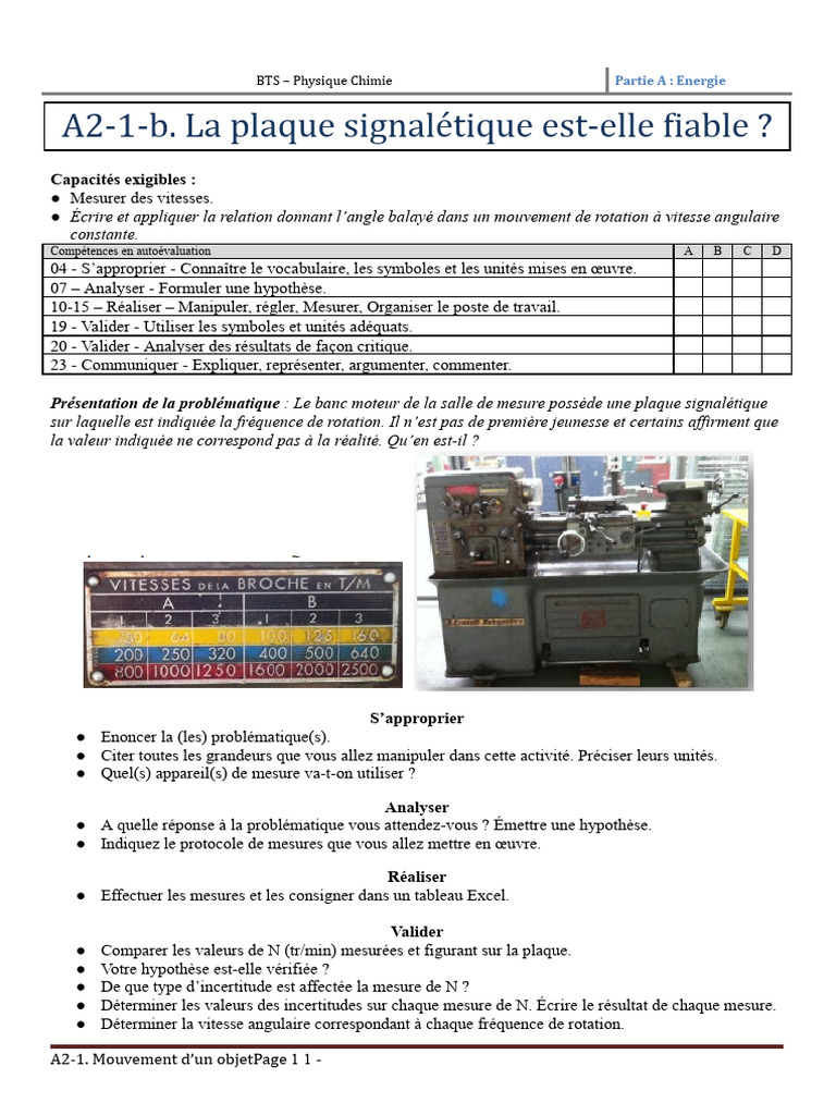 Vérification de la plaque signalétique | PDF | Fréquence | Rotation