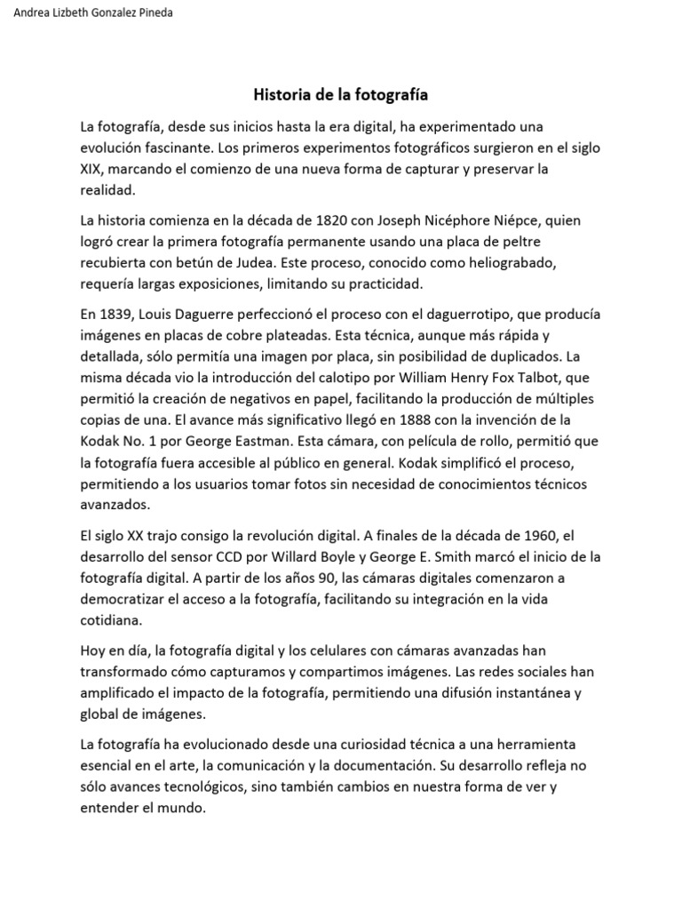 Evolución de la Fotografía: De 1820 a Hoy | PDF | Imagen | Grabación