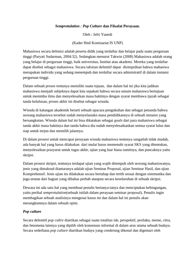 Semprotulation: Budaya Wisuda Mahasiswa | PDF