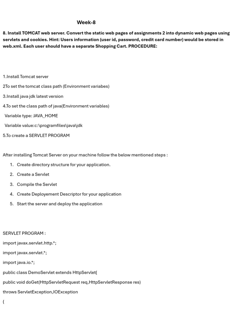 Install Tomcat and Create Servlets | PDF | Computing | Software Engineering