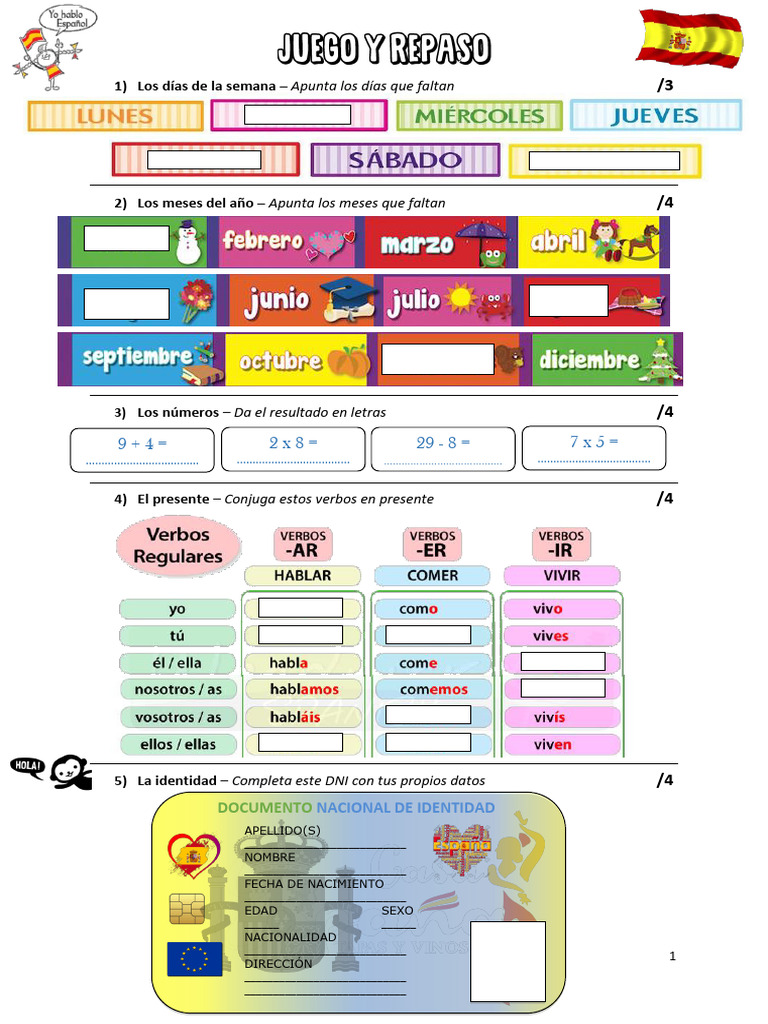 Actividades de repaso en español | PDF | Moda