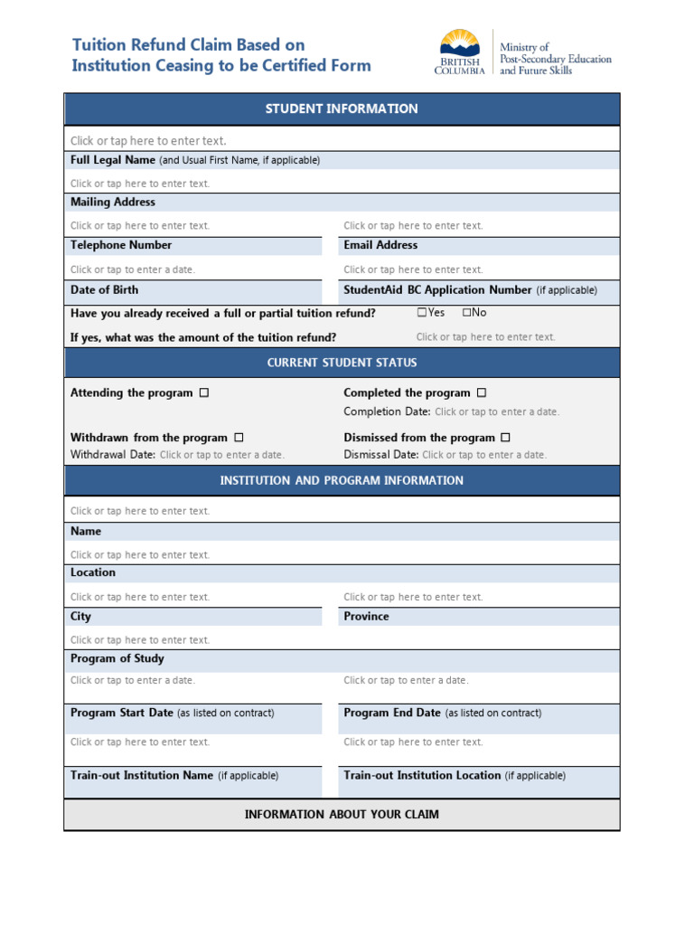 Tuition Refund Claim Based On Institution Ceasing To Be Certified | PDF ...