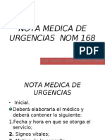 Nota Medica de Urgencias Nom 168