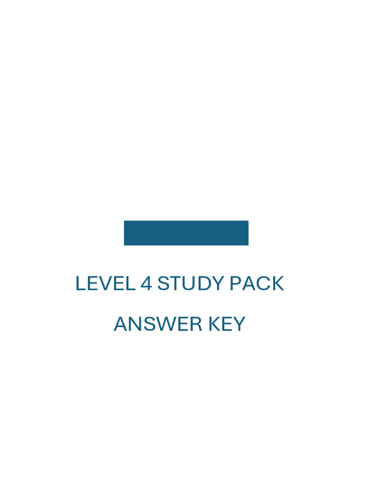 Level 4 Study Pack Answer Key | PDF