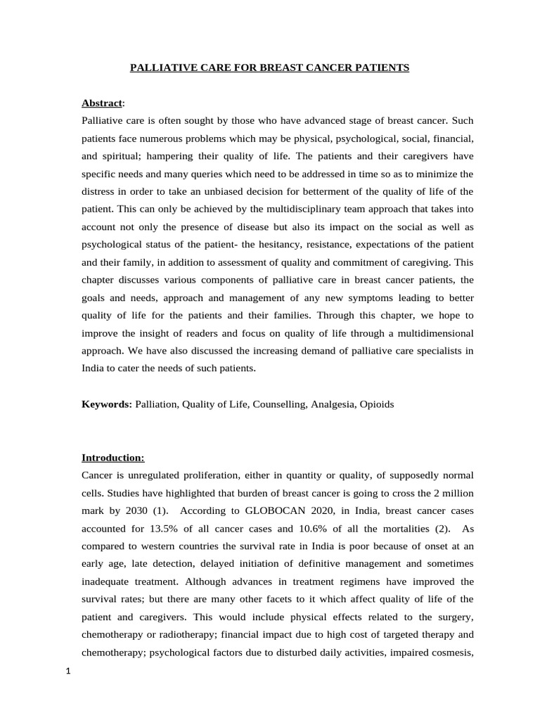 Palliative Care for Breast Cancer Patients | PDF | Palliative Care | Cancer