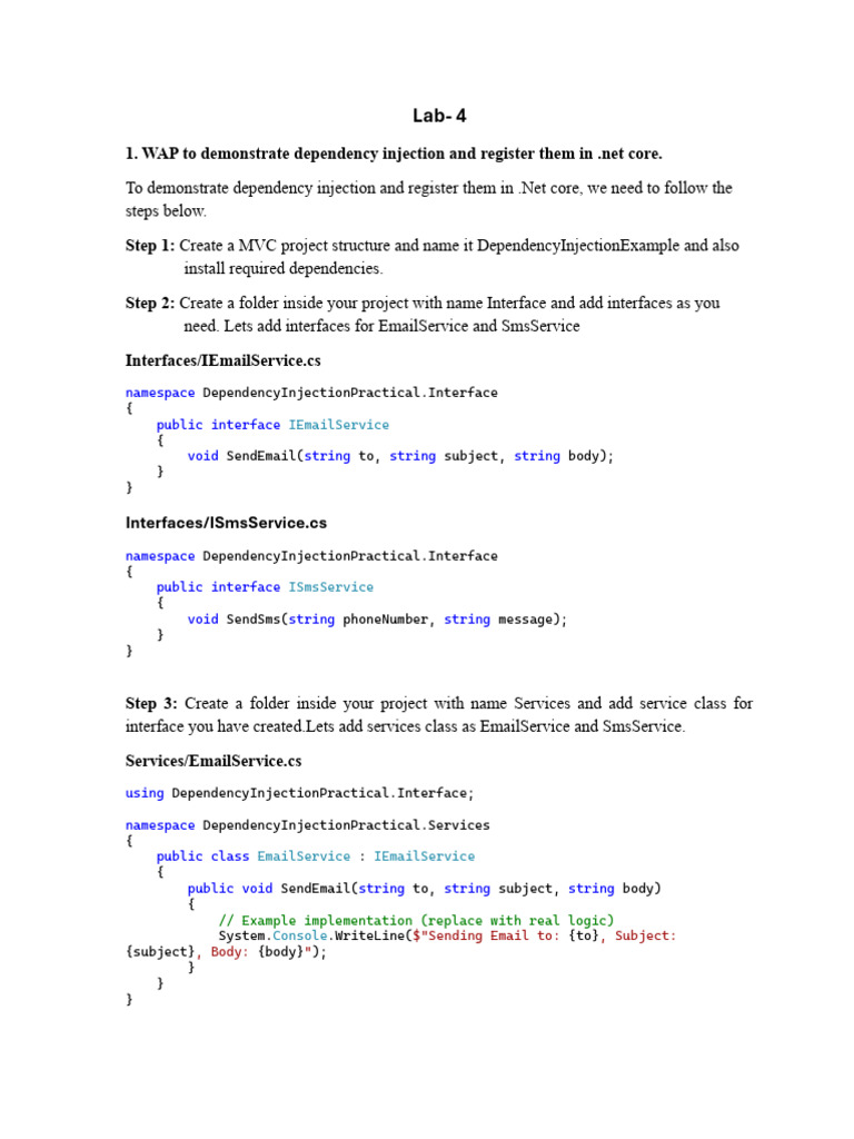 Dependency Injection in .NET Core MVC | PDF | String (Computer Science ...