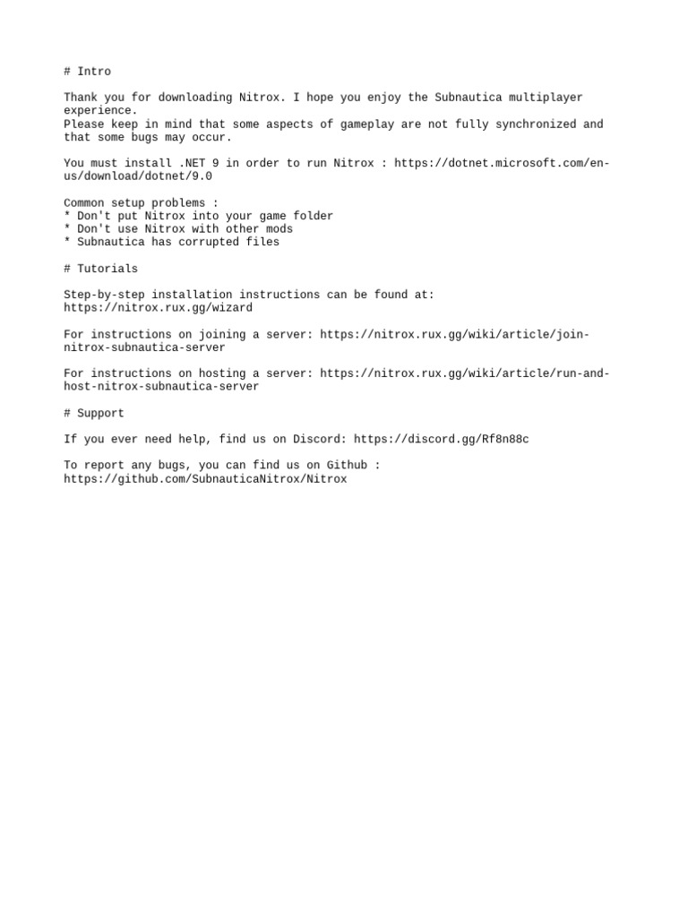 Nitrox Subnautica Multiplayer Setup Guide | PDF