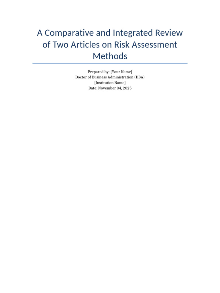 Comparative Review of Risk Assessment Methods | PDF | Risk