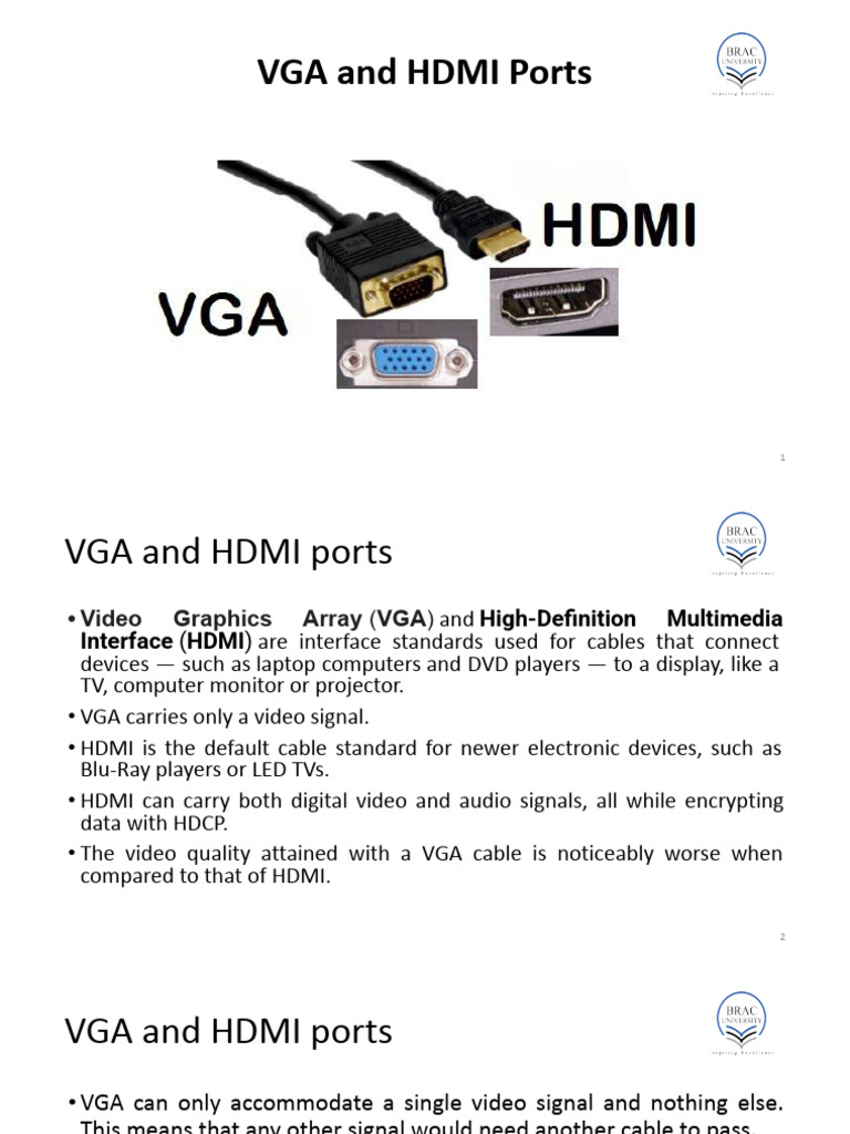 VGA vs HDMI: Key Differences Explained | PDF | Hdmi | Video