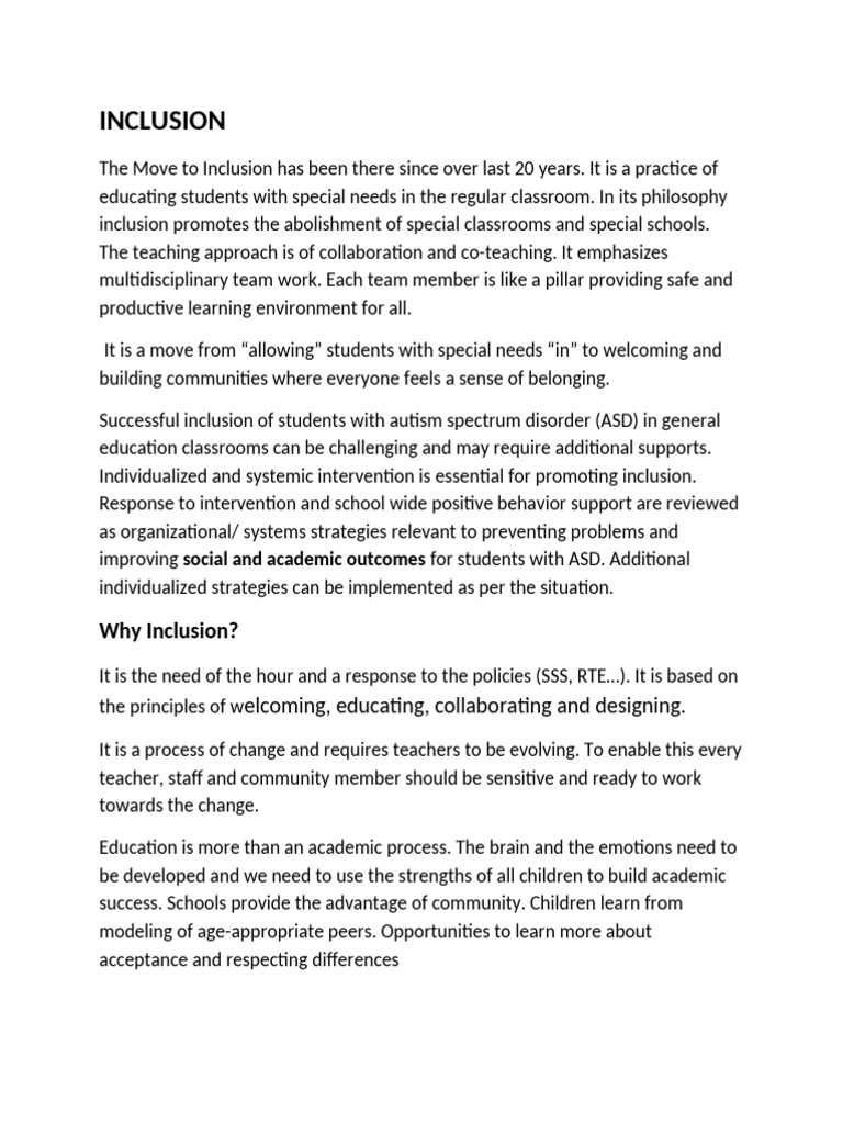 Strategies for Effective Inclusion in Education | PDF | Inclusion ...