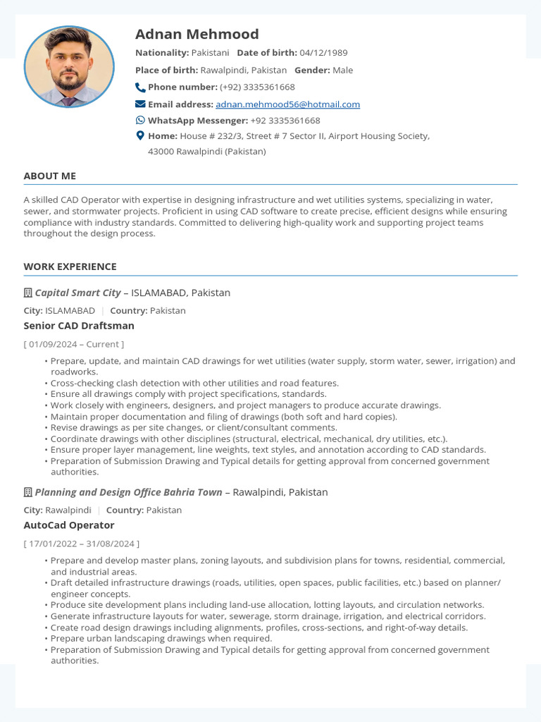 Senior CAD Operator for Infrastructure Design | PDF | Technical Drawing